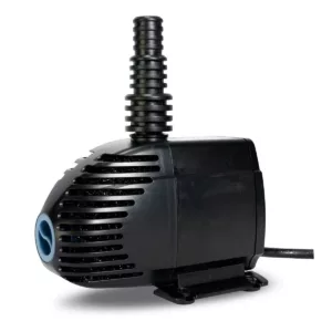 Submersible water pump unit—a complete black pump with a vertical outlet nozzle and power cord.