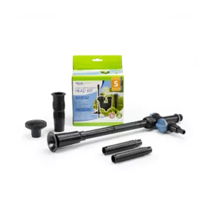 Pond pump accessories—various nozzles, connectors, and fittings with packaging.