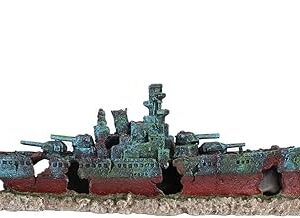 Large Sunken Warship Aquarium Ornament