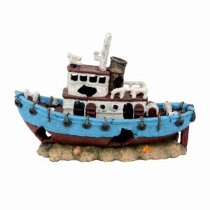 Sunken Fishing Tug  Boat Aquarium Ornament