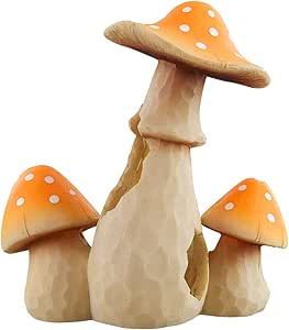 Wooden Mushroom fairy Garden  Aquarium Ornament