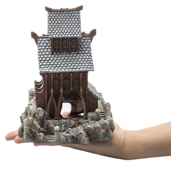 Medieval Harbour House Aquarium Ornament
