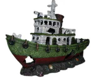 Sunken Fishing Boat Aquarium Ornament - image 2