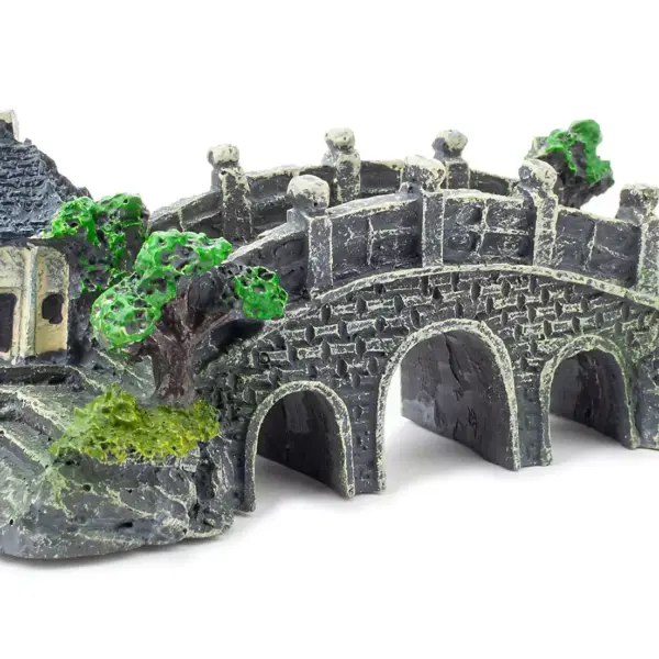 Mini Medieval Stone Bridge with Tower Aquarium Ornament
