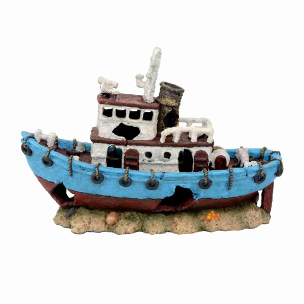 Sunken Fishing Boat Aquarium Ornament