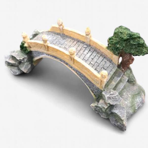 Ancient Stone Bridge with Bonsai Aquarium Ornament
